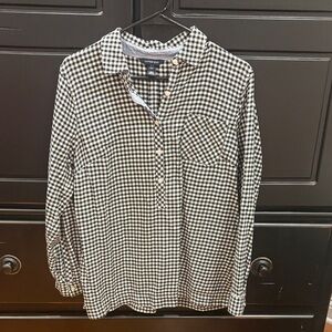 Lands' End Black and White Gingham Tunic
